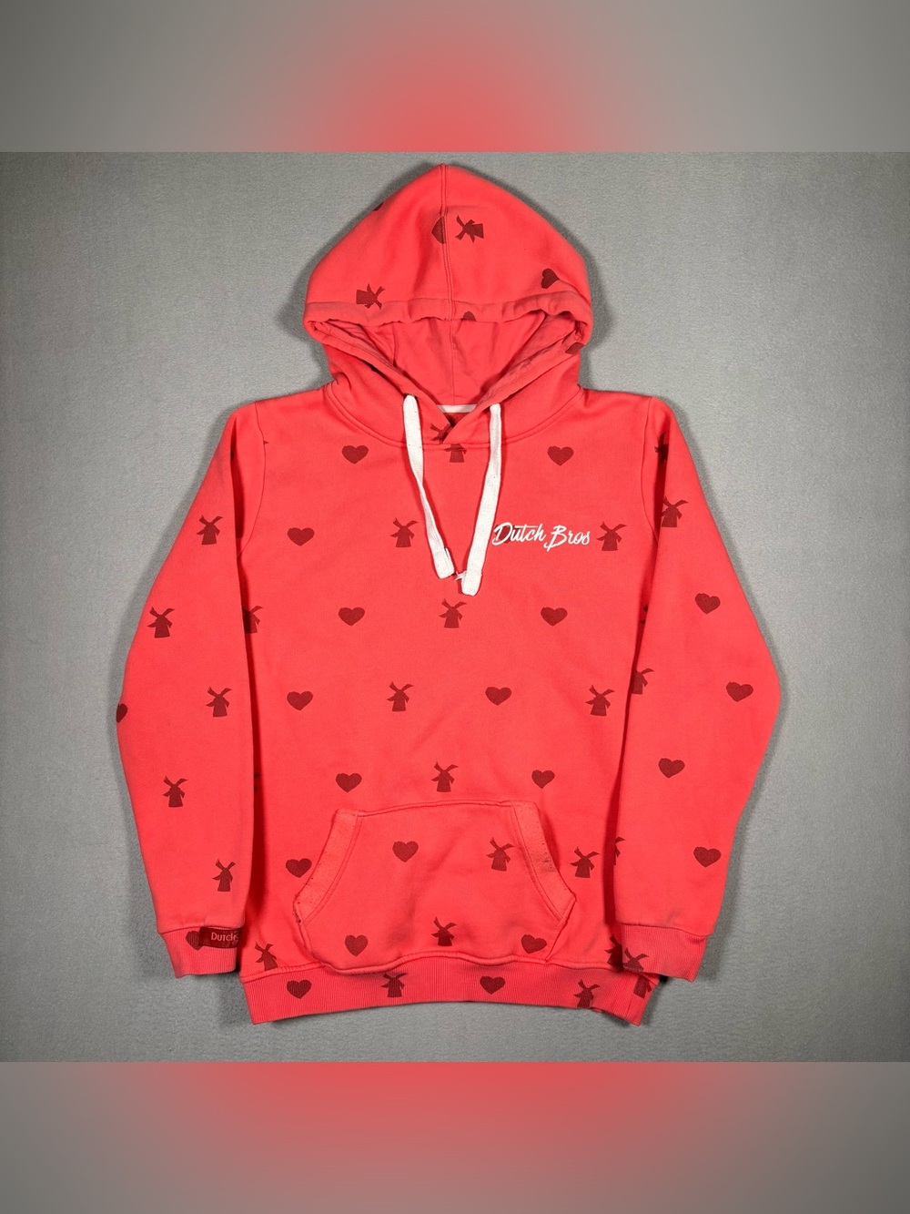 Dutch Bros Dutch Luv Valentine Hoodie Women’s X-Large Heart Red Sweatshirt